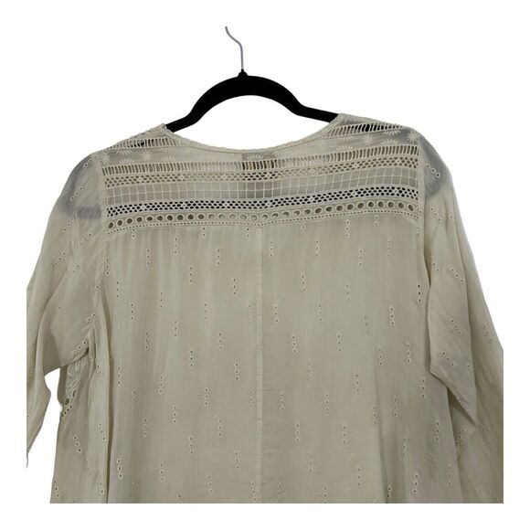 Johnny Was Size Small Embroidered Roll Tab Sleeve Lagenlook Sheer Top - Picture 5 of 7